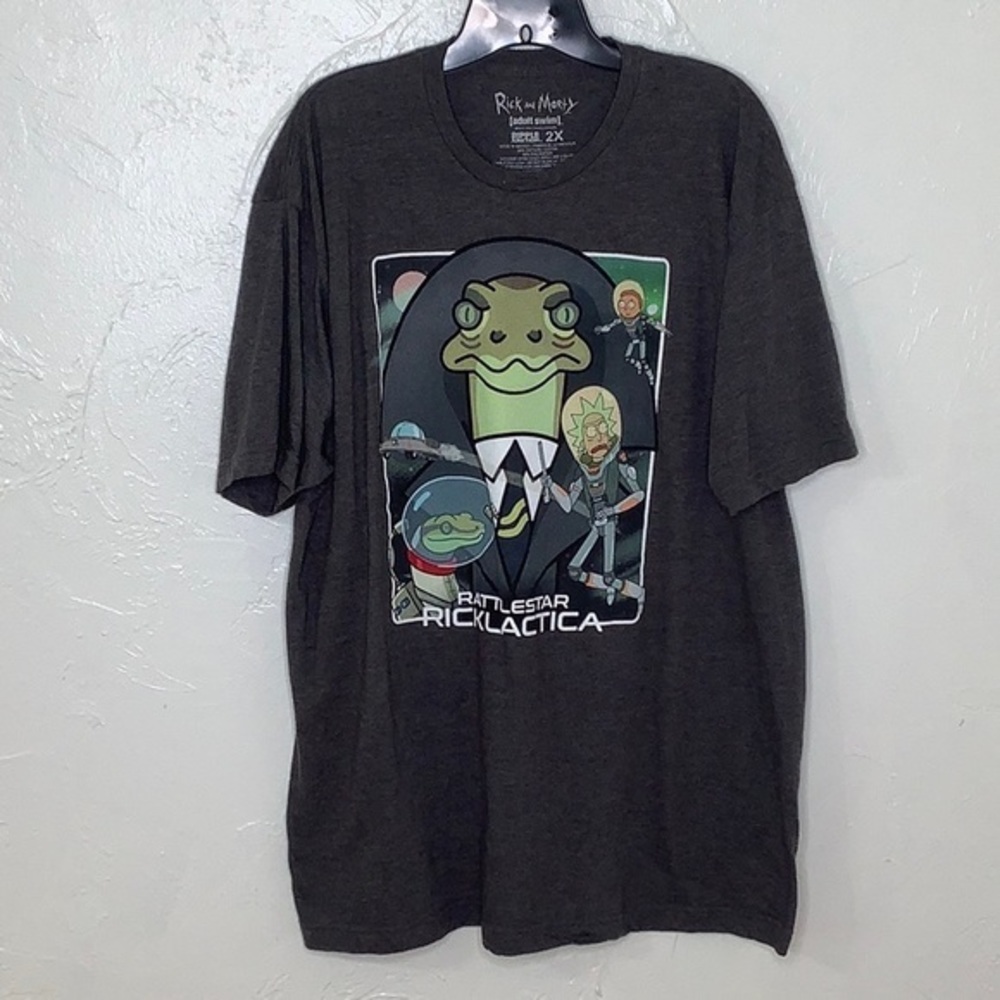 Cartoon Network Rick and Morty Ricklactica large front logo t shirt size 2X EUC